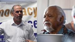 Stop Co-governance tour leader Julian Batchelor and Tauranga historian and iwi representative Buddy Mikaere. Photos / Peter de Graaf / Alex Cairns