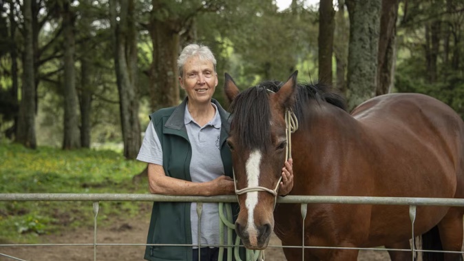 Equine assisted therapist Sue Court and her lead mare, Gypsy. Photo / Catherine Fry