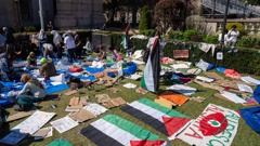 Protestors occupy an encampment in support of Palestine on the grounds of Columbia University on April 22, 2024 in New York City. Photo / Getty