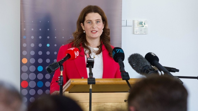 Social Investment Minister Nicola Willis speaks about new money for the Social Investment Fund. Photo / Jason Dorday