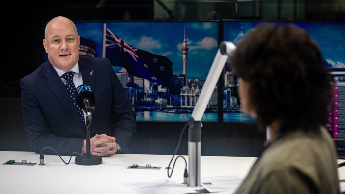 Prime Minister Christopher Luxon in studio with Newstalk ZB's Heather du Plessis-Allan. Photo / Michael Craig