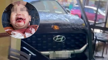 'Her face was covered in blood': Mum, baby showered in glass when car crashed into eatery