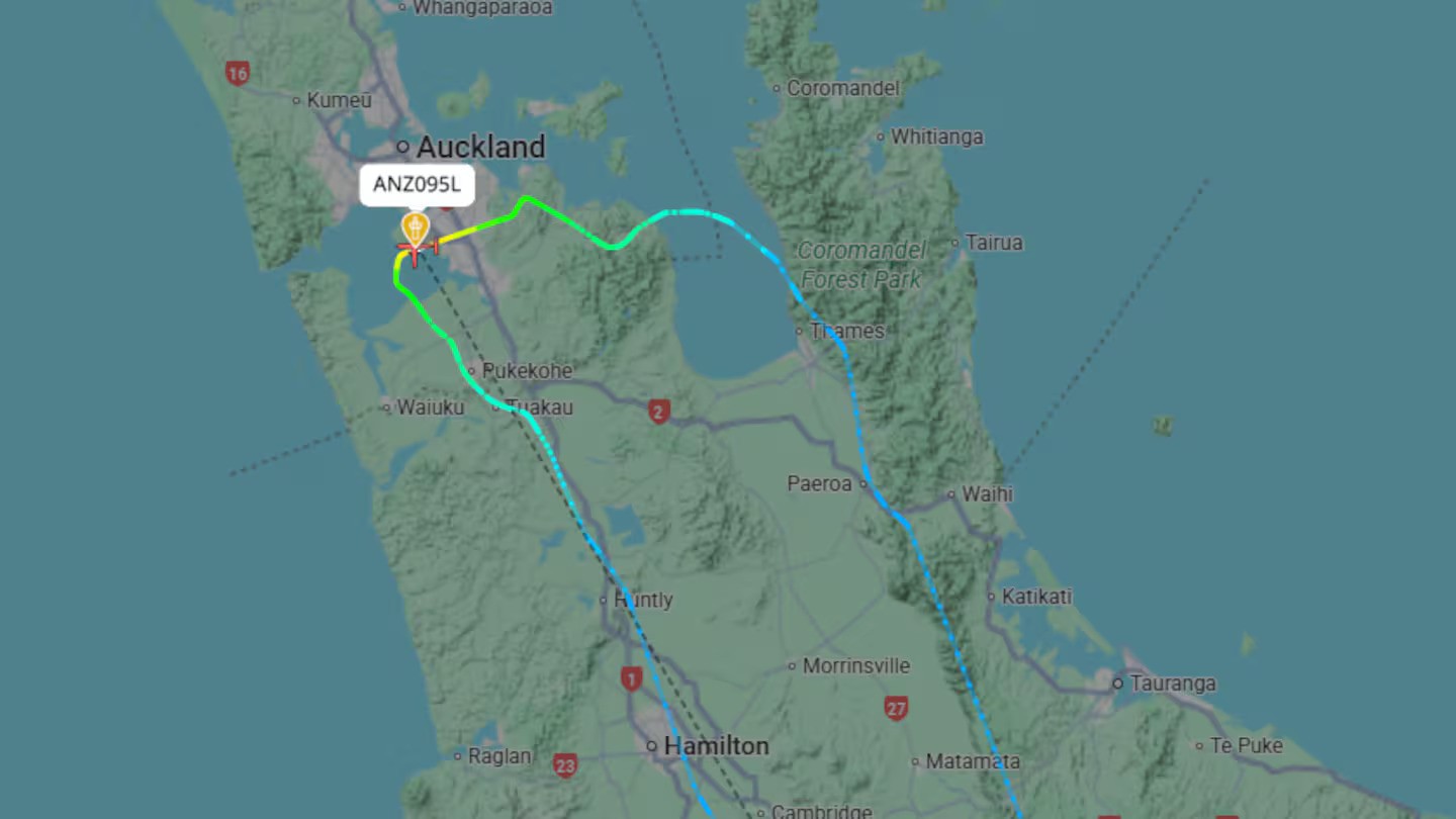 Flight NZ5095 from Auckland to Taupō returned to Auckland this evening for engineering inspections. Photo / FlightRadar24