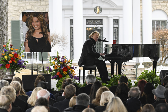 Axl Rose performs during a memorial service for Lisa Marie Presley Sunday, Jan. 22, 2023, in Memphis, Tenn. She died Jan. 12 after being hospitalized for a medical emergency and was buried on the property next to her son Benjamin Keough, and near her father Elvis Presley and his two parents. Photo / AP