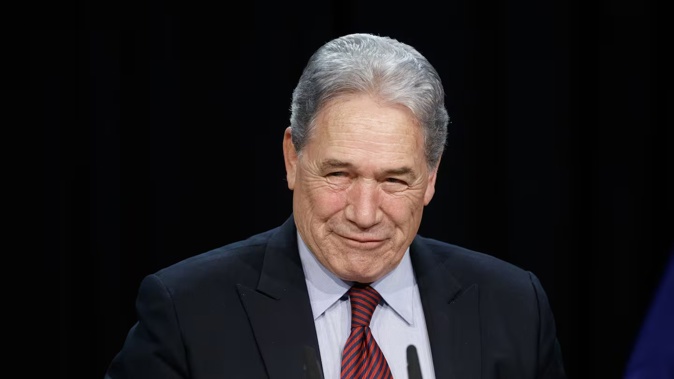 Racing Minister Winston Peters during his press conference where he announced Greyhound racing is set to be outlawed in New Zealand, Parliament, Wellington. 10 December, 2024. NZME photograph by Mark Mitchell