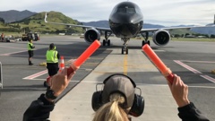 AirNZ Flight 611 arrives at Queenstown Airport. Photo / Marjorie Cook