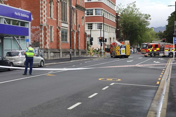 Police block off parts of nearby roads while emergency crews responded to the leak. Photo / Ben Tomsett