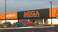 Mitre 10 Mega Westgate, hit by fire alarm-activating thieves last month.