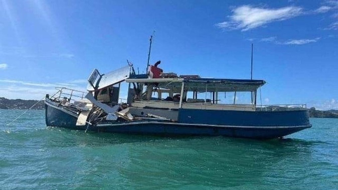The ferry after the collision between Paihia and Russell. Photo / Supplied