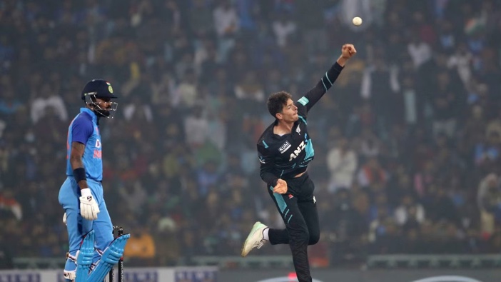 Mitchell Santner in action. Photo / AP