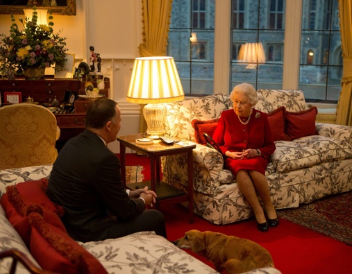 John Key sits with Queen Elizabeth. Photo / AP