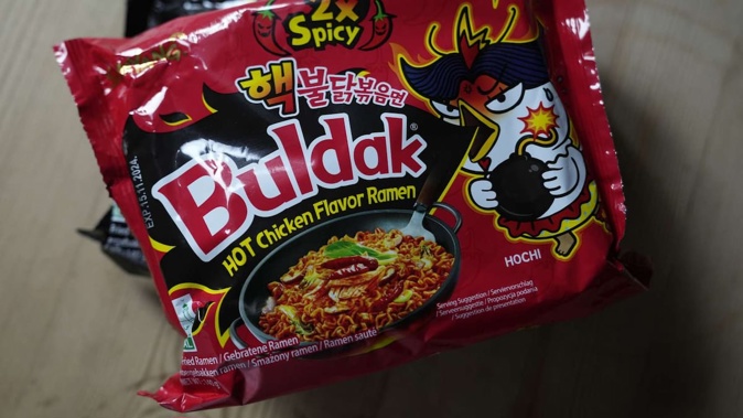 Two of the Samyang noodle varieties that have been recalled in Denmark. Photo / AP