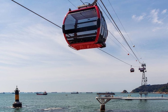 Doppelmayr is proposing a 4.2km gondola line be installed over Auckland's Waitematā Harbour as a public transport solution. (Photo / Supplied)