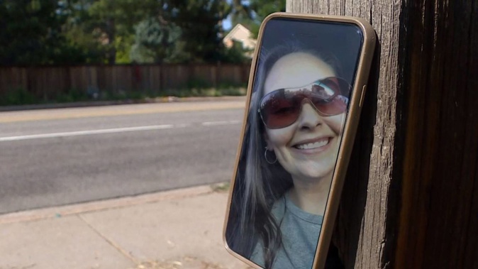 The scene where Bryan Kirby caused the deadly crash, killing Heidi Glover, pictured. (Photo / 9News Colorado)