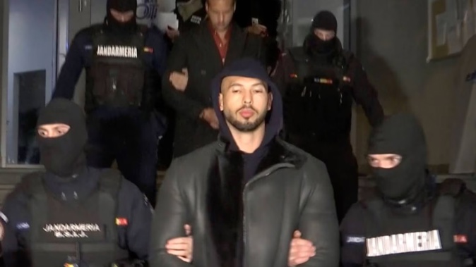 Andrew Tate has been ordered to remain in custody for a fourth time in Romania, along with his brother Tristan and two Romanian women. Photo / Observator Antena 1 via AP. File