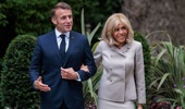 Emmanuel Macron, President of France, with his wife Brigitte Macron last July. Photo / Getty Images