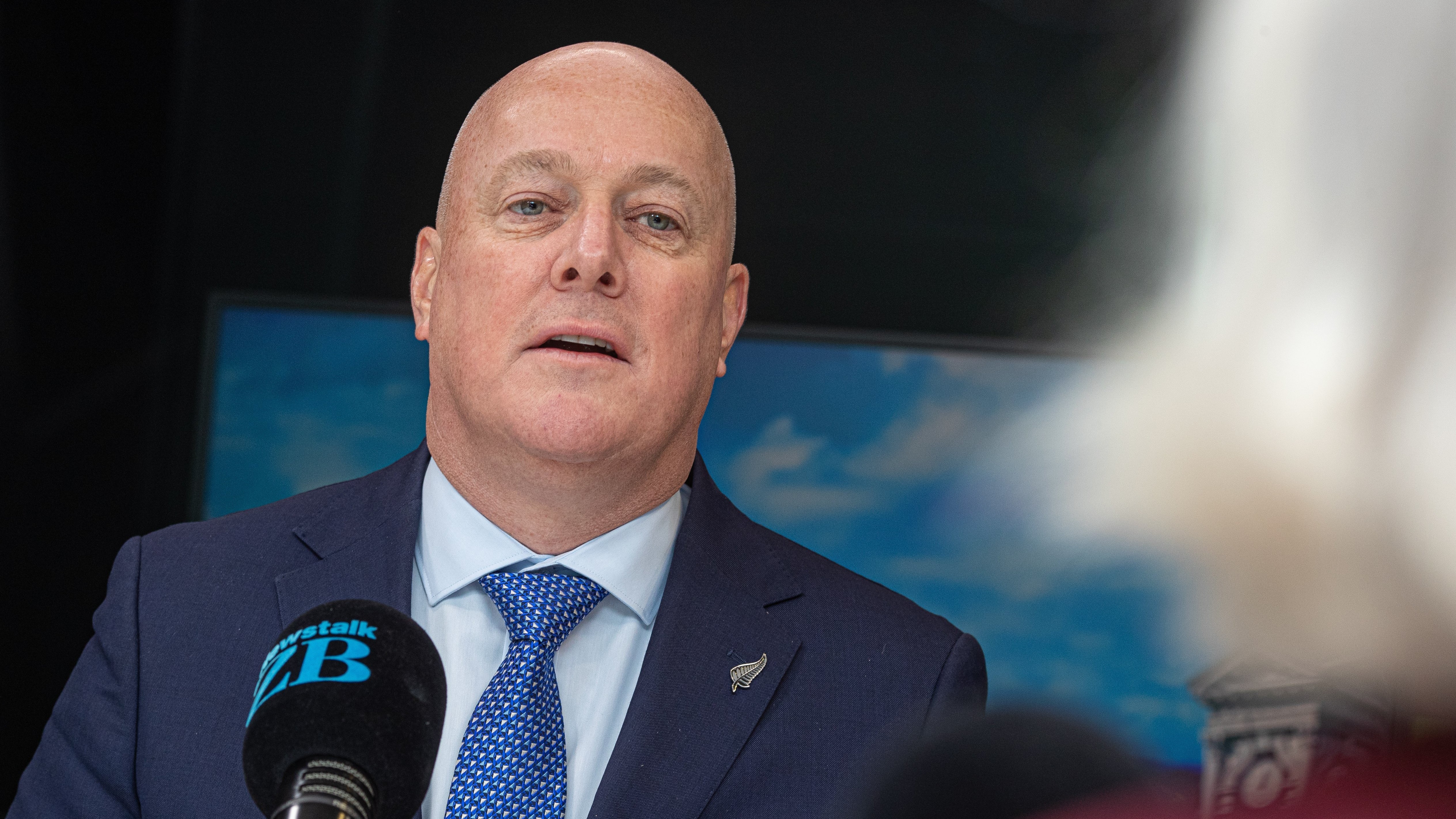 Christopher Luxon in studio with Kerre Woodham 