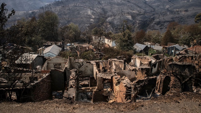 A general view of San Vicente de Leira, in the Spanish northwestern province of Ourense, is seen after a wildfire on August 19. Photo / Miguel Riopa, AFP