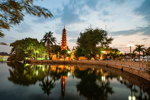 Hanoi's oldest Pagoda at Truc Bach Lake. Photo / Supplied