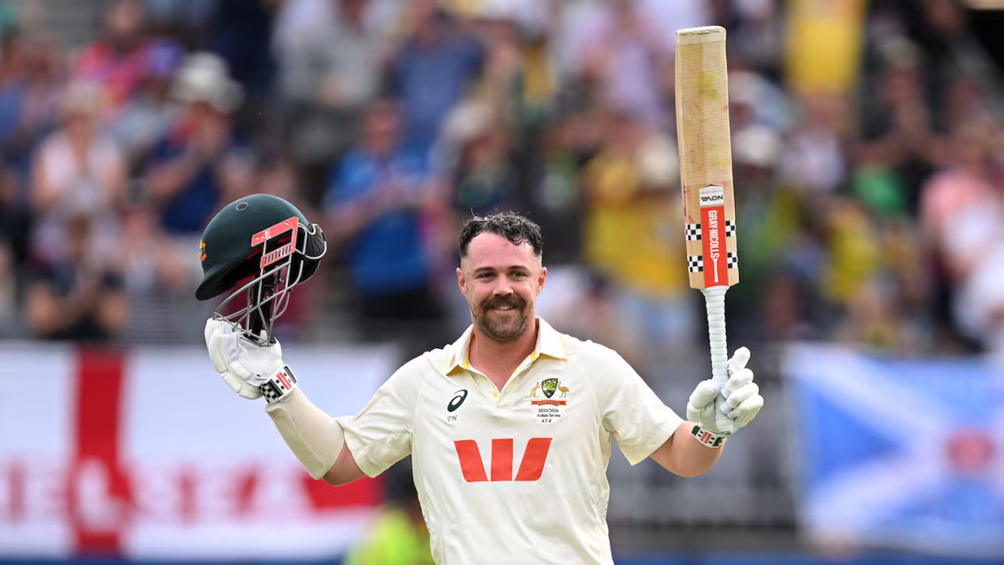 Travis Head celebrates his century as Australia crushed England in the Ashes series opener. Photo / Photosport