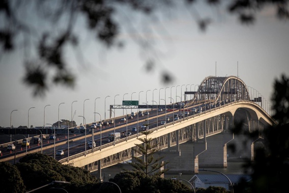 Waka Kotahi has ruled out a lane of the Auckland Harbour Bridge being used by cyclists. (Photo / Michael Craig)