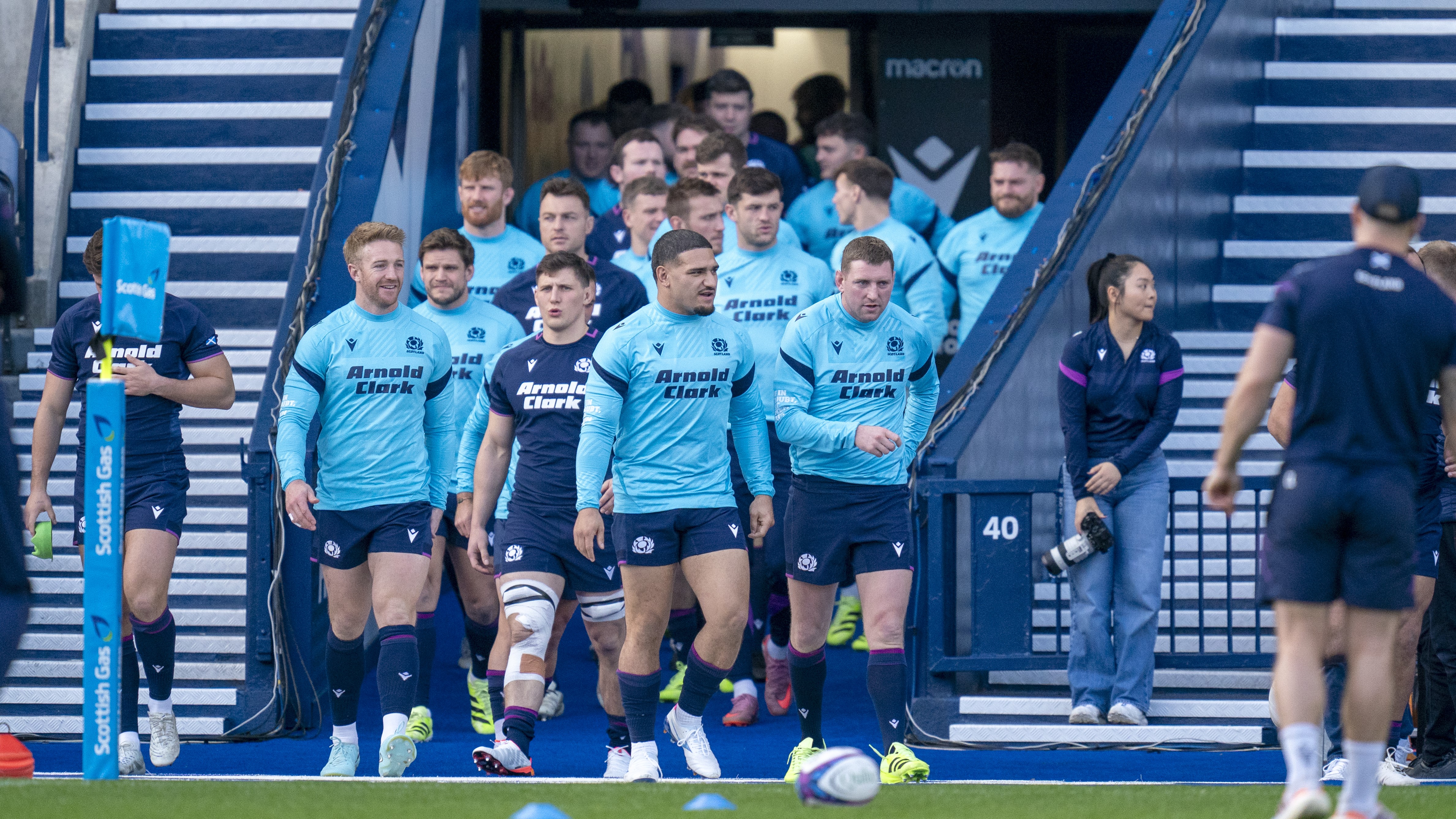 Members of the Scotland squad arrive for the team run at Scottish Gas Murrayfield Stadium, Edinburgh. Picture date: Friday November 7, 2025. (Photo by Jane Barlow/PA Images via Getty Images)