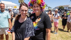 Jacinda Ardern and Louisa Wall pictured together at the Big Gay Out held in Coyle Park, Point Chevalier in Auckland on 9th February 2020. (Photo / Peter Meecham)