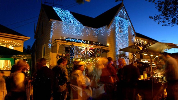 Franklin Road in Freemans Bay lights up every Christmas. Photo / Derek Flynn