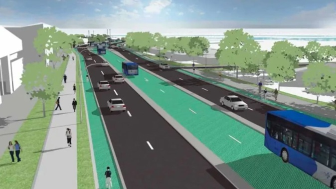 Construction of New Zealand’s first busway along the middle of a major urban road is moving ahead.