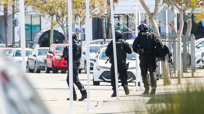 Armed police cordoned off part of Wellesley Rd in Napier two days after the attack took place. Photo / Paul Taylor
