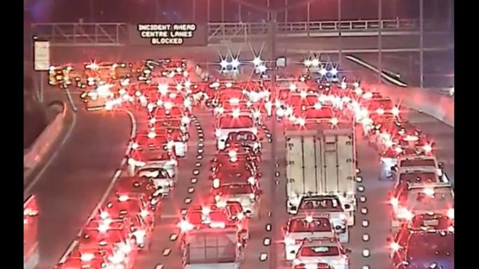 A 12-car crash is blocking the Northwestern Motorway with motorists warned to expect delays. (Photo / NZTA)