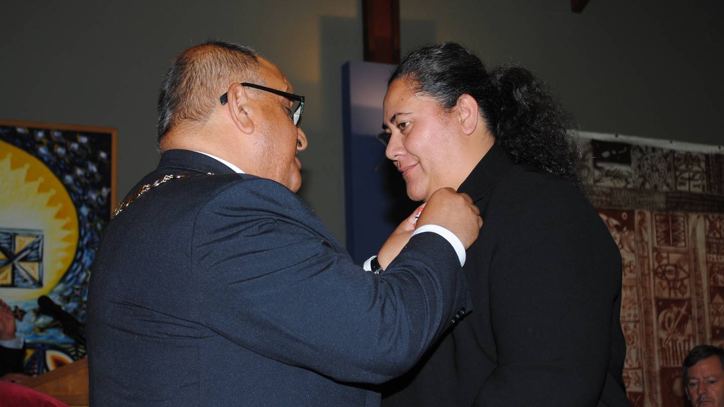 Governor General Sir Anand Satyanand awarded Betty Sio of Auckland the Queen's Service Order for services to the Pacific Community at Government House in April 2011. Photo / Supplied
