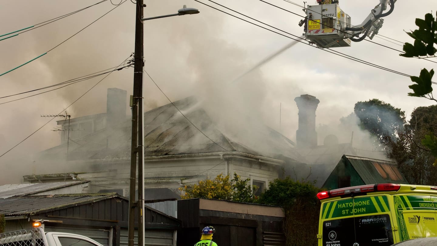 Crews working to extinguish the fire. Photo / Jason Dorday