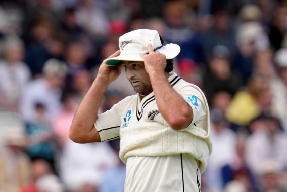 New Zealand's Colin de Grandhomme leaves the pitch at Lord's. Photo / AP
