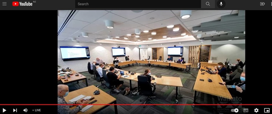 Waikato Regional Council's livestream was back online within an hour without subtitles. (Image / Waikato Regional Council)