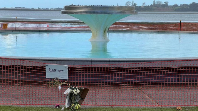 A temporary fence has been placed around the fountain. Photo / Supplied