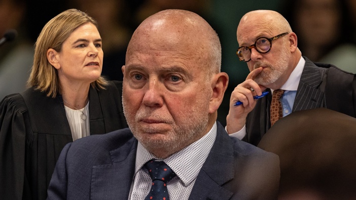 Philip Polkinghorne, Crown Solicitor Alysha Mcclintock And Defence Lawyer Ron Mansfield. Photo / Michael Craig
