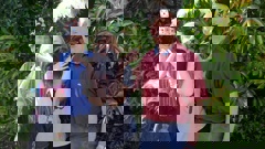 Pictured (from left) Tennyson Smeaton, Sylvia Francis, Hollie Weir & Colin Francis try out some costumes.