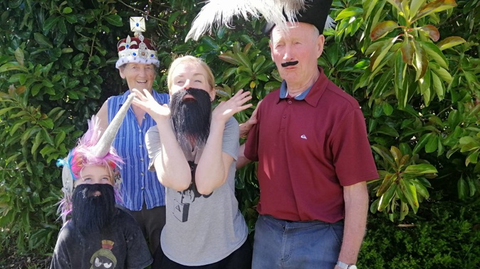 Pictured (from left) Tennyson Smeaton, Sylvia Francis, Hollie Weir & Colin Francis try out some costumes.