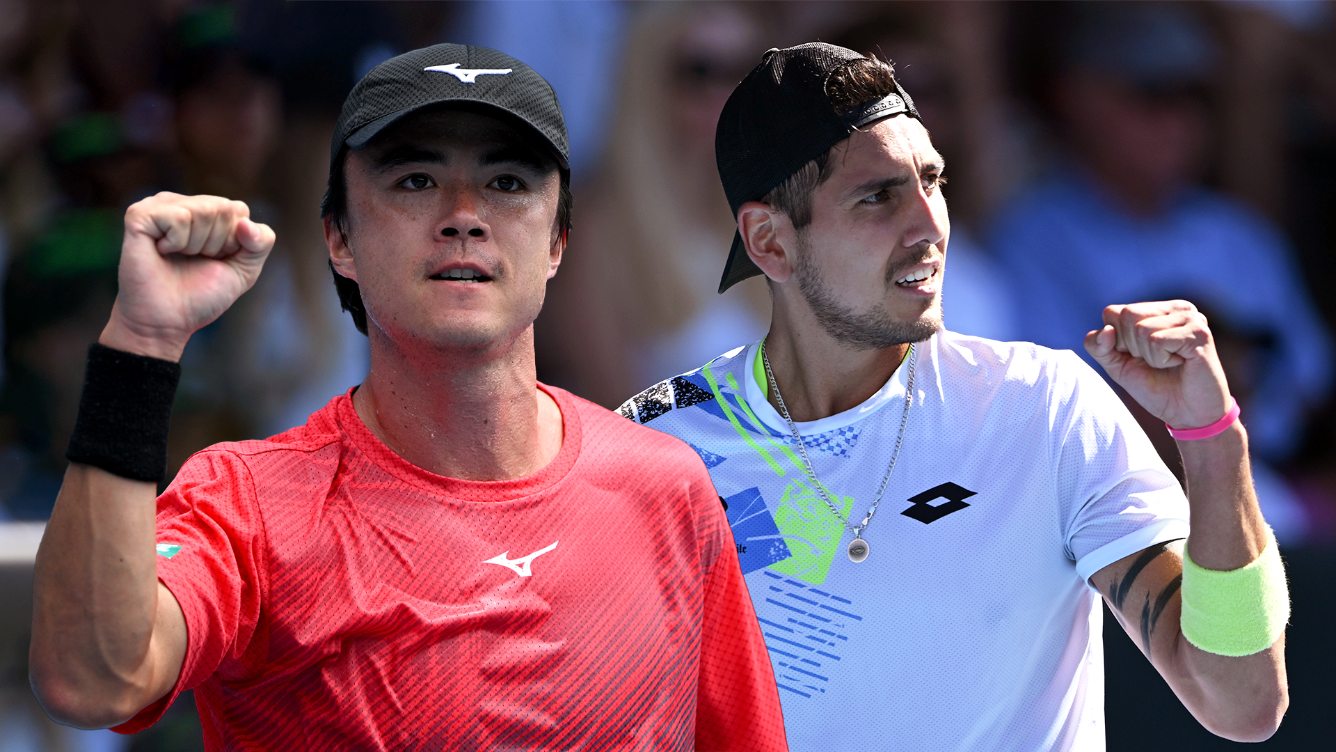 Taro Daniel of Japan and Alejandro Tabilo of Chile. Photos / Getty