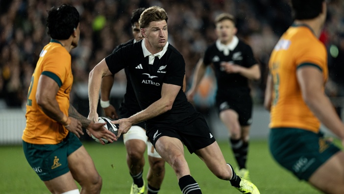 All Black Jordie Barrett in action during the rugby test match between the All Blacks and Australia at Eden Park. Photo / Dean Purcell