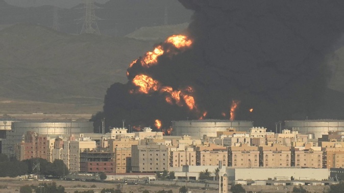 An oil depot in the Saudi city of Jeddah was attacked ahead of a Formula 1 race in the kingdom. Photo / AP