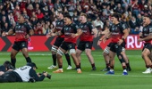 The Crusaders perform a haka ahead of their match against the Waratahs at One NZ Stadium in Christchurch on April 24, 2026. Photo / Alyse Wright