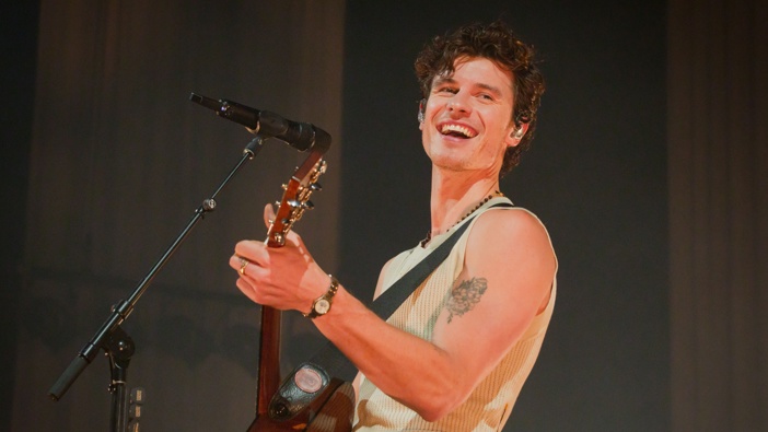 Canadian singer Shawn Mendes performs live on stage during a concert at the Tempodrom on November 13, 2024 in Berlin, Germany. (Photo by Frank Hoensch/Redferns)