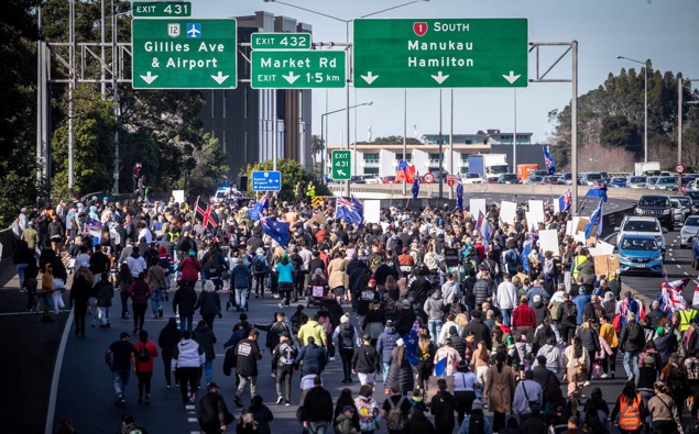 Anti-government protestors blocked southern motorway last month causing major traffic congestion. Photo / Michael Craig