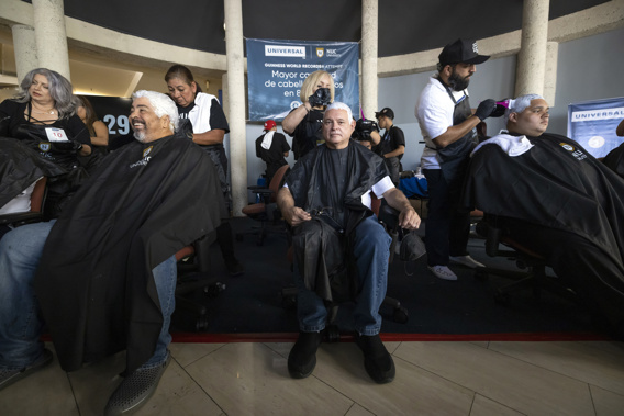 Puerto Rico tries to break the Guinness record for the most hair dyed in 8 hours. This in support of the Puerto Rican baseball team that participates in the 2023 world baseball classic. in Guaynabo, Puerto Rico, Friday, March 10, 2023. Photo / AP