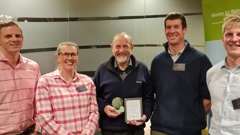 Tim Sterne (left), Holly Davies, Steve Sterne, Rob Reynolds, and Jelle Edze of Patoa Farms.