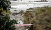 Mount Maunganui's main beach at high tide as Cyclone Vaianu battered Tauranga on Sunday. Photo / Alyse Wright