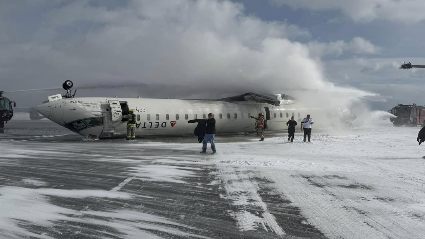 Delta Air Lines plane crash landing at Toronto Pearson Airport