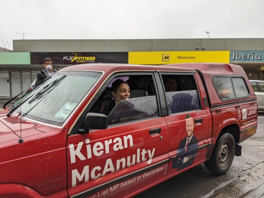 Kieran McAnulty's ute played host to the Prime Minister during the 2020 election campaign. Photo / Amelia Wade